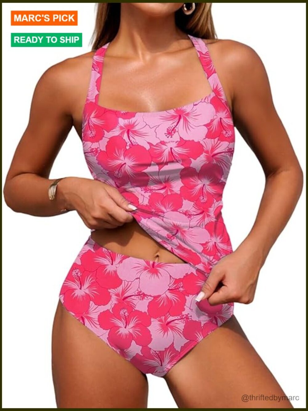 Tankini Swimsuits Tummy Control Two Piece Bathing Suit High Waisted Bottom